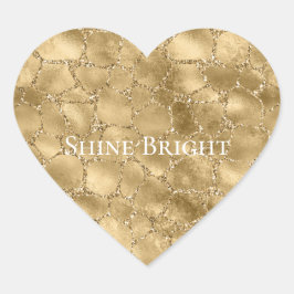 Gold Glam Glitzer Giraffe Print Herz-Aufkleber