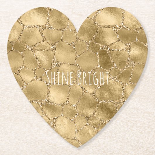 Gold Glam Glitzer Giraffe Print Untersetzer (Vorderseite)