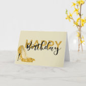 Gold Glam Glitzer Happy Birthday Heelses Karte (Gelbe Blume)