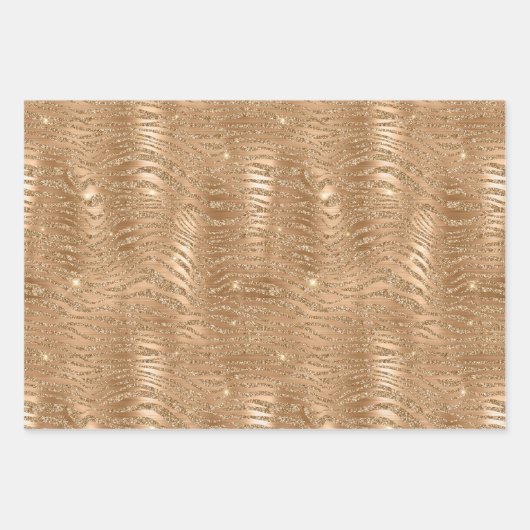 Gold Glam Glitzer Leopard Animal Print Geschenkpapier Set (Vorderseite 2)