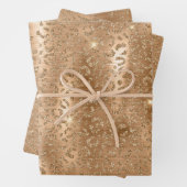 Gold Glam Glitzer Leopard Animal Print Geschenkpapier Set (Beispiel)
