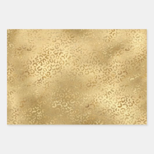 Gold Glam Glitzer Leopard Geschenkpapier Set (Vorderseite 3)