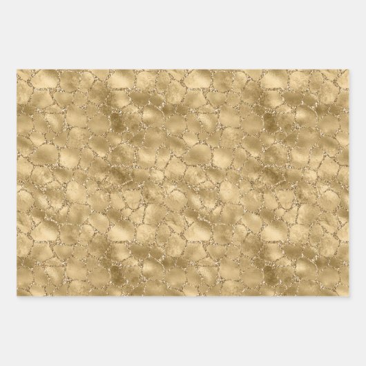 Gold Glam Glitzer Leopard Giraffe Zebra Animal Geschenkpapier Set (Vorderseite 3)