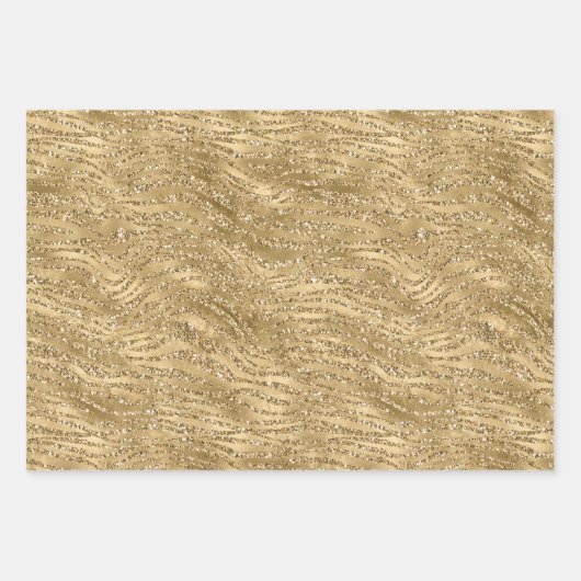 Gold Glam Glitzer Leopard Giraffe Zebra Animal Geschenkpapier Set (Vorderseite 2)
