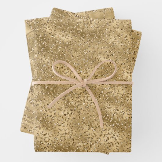 Gold Glam Glitzer Leopard Giraffe Zebra Animal Geschenkpapier Set (Beispiel)