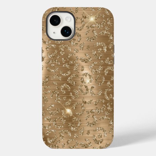 Gold Glam Glitzer Leopard Print Case-Mate iPhone Hülle (Rückseite)