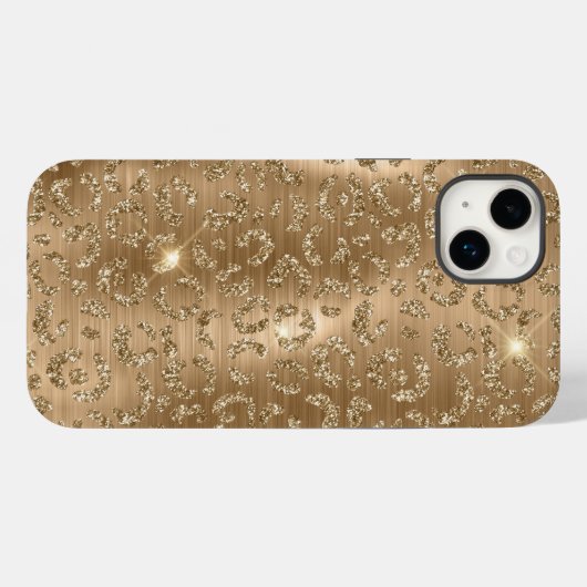 Gold Glam Glitzer Leopard Print Case-Mate iPhone Hülle (Rückseite (Horizontal))