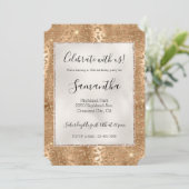 Gold Glam Glitzer Leopard Print Einladung (Stehend Vorderseite)