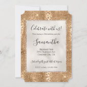 Gold Glam Glitzer Leopard Print Einladung (Vorderseite)