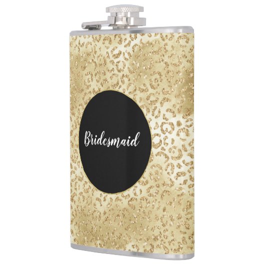 Gold Glam Glitzer Leopard Print Flachmann (Links)