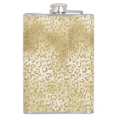 Gold Glam Glitzer Leopard Print Flachmann (Rückseite)
