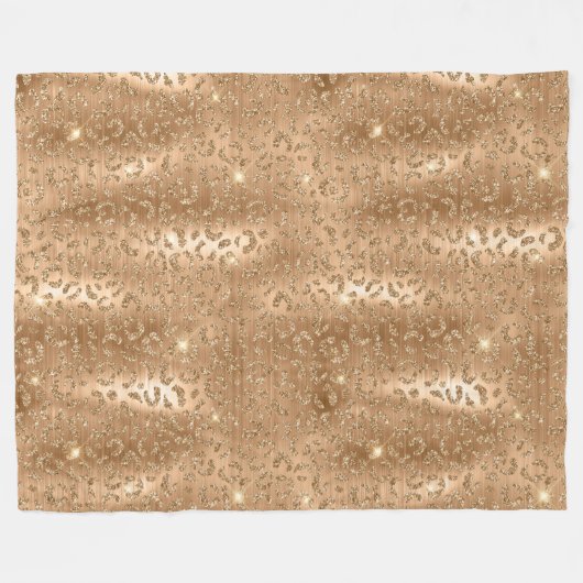 Gold Glam Glitzer Leopard Print Fleecedecke (Vorderseite (Horizontal))