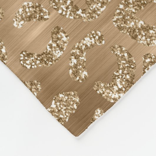 Gold Glam Glitzer Leopard Print Fleecedecke (Ecke)
