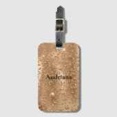Gold Glam Glitzer Leopard Print Gepäckanhänger (Vorderseite Vertikal)