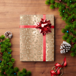 Gold Glam Glitzer Leopard Print Geschenkpapier