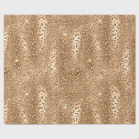 Gold Glam Glitzer Leopard Print Geschenkpapier (Flach)
