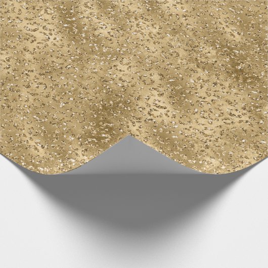 Gold Glam Glitzer Leopard Print Geschenkpapier (Ecke)
