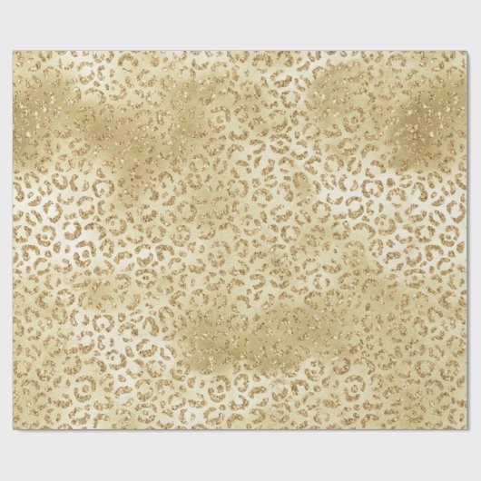 Gold Glam Glitzer Leopard Print Geschenkpapier (Flach)