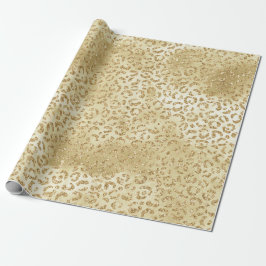 Gold Glam Glitzer Leopard Print Geschenkpapier