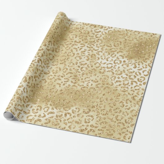 Gold Glam Glitzer Leopard Print Geschenkpapier (Ungerollt)