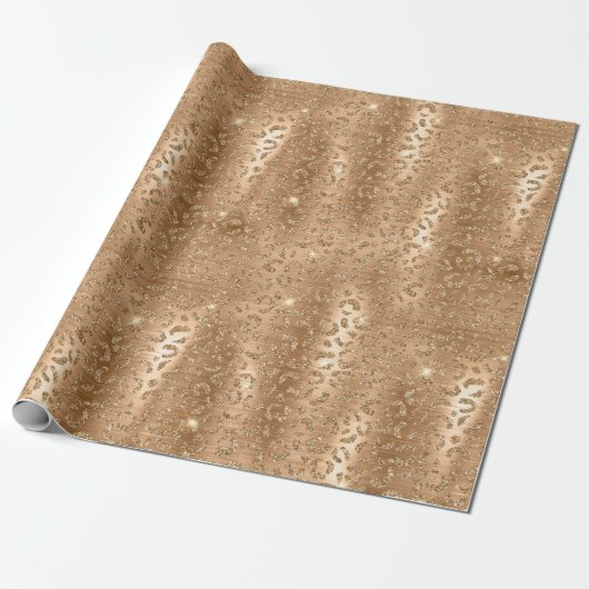 Gold Glam Glitzer Leopard Print Geschenkpapier (Ungerollt)