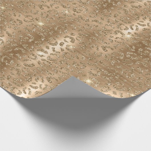 Gold Glam Glitzer Leopard Print Geschenkpapier (Ecke)