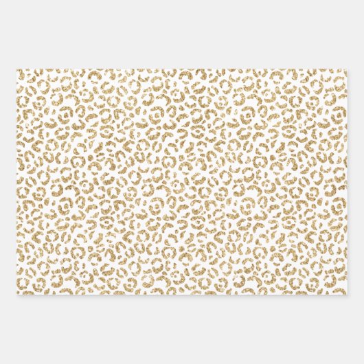 Gold Glam Glitzer Leopard Print Geschenkpapier Set (Vorderseite 3)