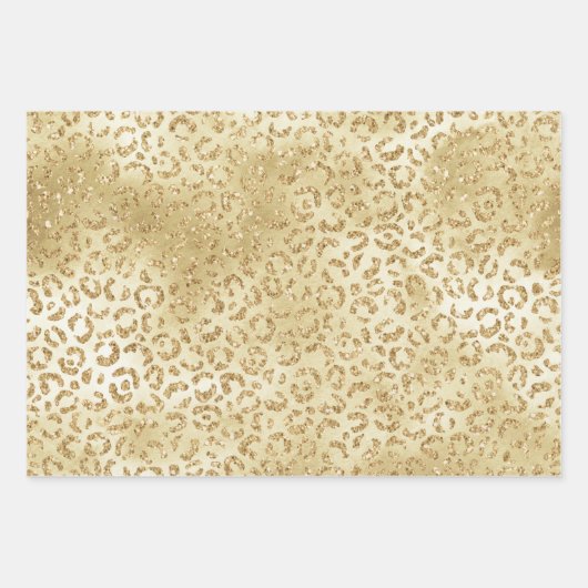 Gold Glam Glitzer Leopard Print Geschenkpapier Set (Vorderseite 2)