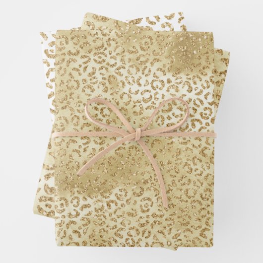 Gold Glam Glitzer Leopard Print Geschenkpapier Set (Beispiel)