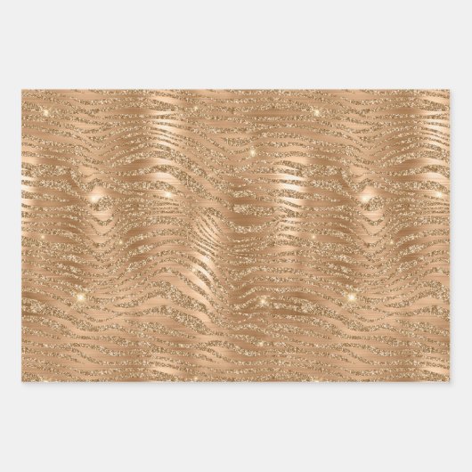 Gold Glam Glitzer Leopard Print Geschenkpapier Set (Vorderseite 2)