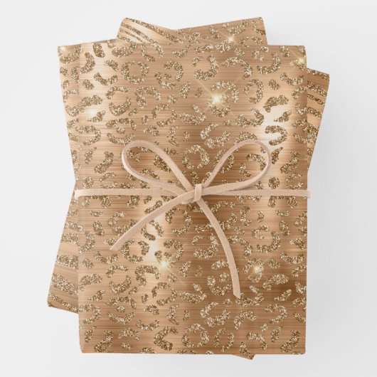 Gold Glam Glitzer Leopard Print Geschenkpapier Set (Beispiel)
