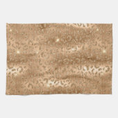 Gold Glam Glitzer Leopard Print Geschirrtuch (Horizontal)