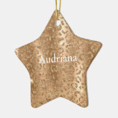 Gold Glam Glitzer Leopard Print Keramik Ornament (Links)