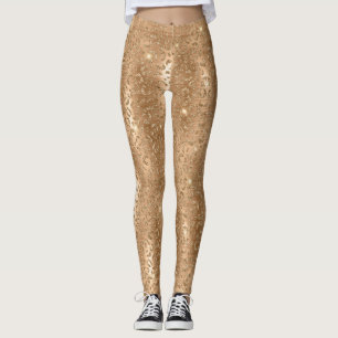 Gold Glam Glitzer Leopard Print Leggings