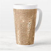 Gold Glam Glitzer Leopard Print Milchtasse (Rechte Ecke)