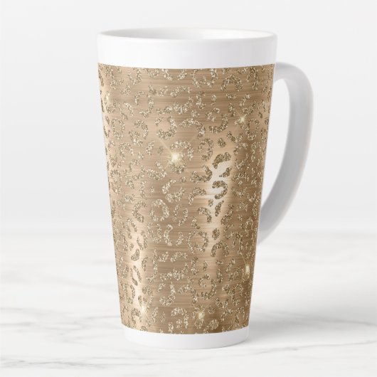 Gold Glam Glitzer Leopard Print Milchtasse (Rechte Ecke)