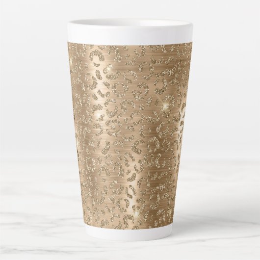 Gold Glam Glitzer Leopard Print Milchtasse (Vorderseite)