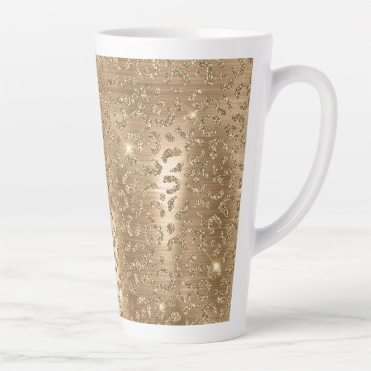 Gold Glam Glitzer Leopard Print Milchtasse (Rechts)