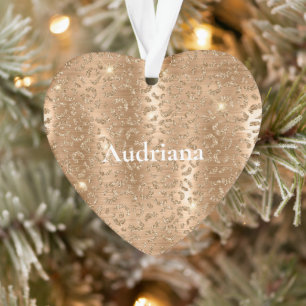 Gold Glam Glitzer Leopard Print Ornament