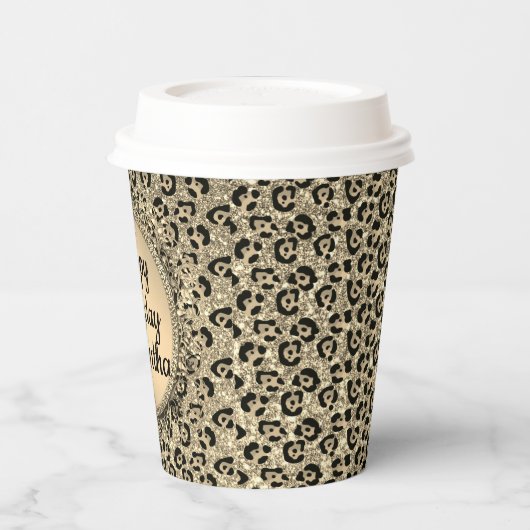 Gold Glam Glitzer Leopard Print Paper Pappbecher (Links)