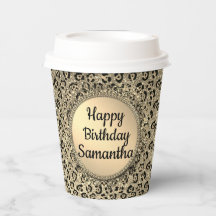 Gold Glam Glitzer Leopard Print Paper