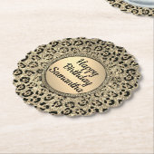 Gold Glam Glitzer Leopard Print Paper Untersetzer (angewinkelt)
