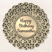 Gold Glam Glitzer Leopard Print Paper Untersetzer (Vorderseite)