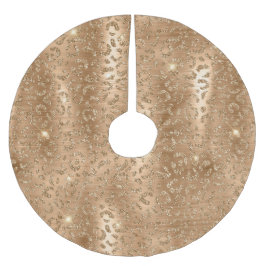 Gold Glam Glitzer Leopard Print Polyester Weihnachtsbaumdecke