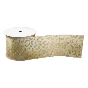 Gold Glam Glitzer Leopard Print         Satinband