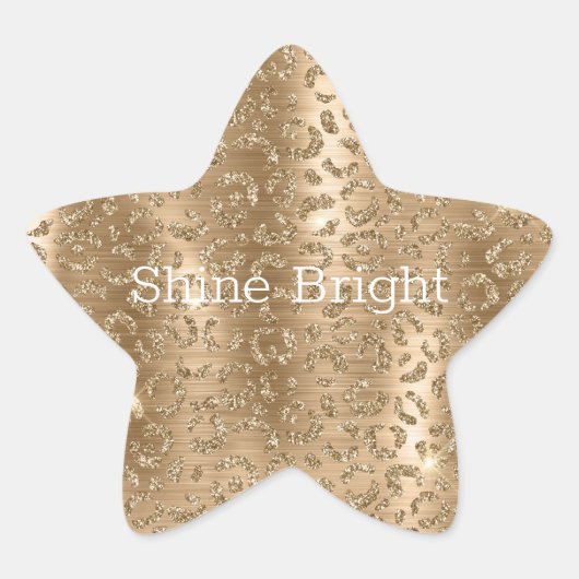 Gold Glam Glitzer Leopard Print Stern-Aufkleber (Vorderseite)