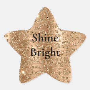 Gold Glam Glitzer Leopard Print Stern-Aufkleber