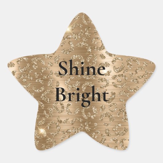 Gold Glam Glitzer Leopard Print Stern-Aufkleber (Vorderseite)