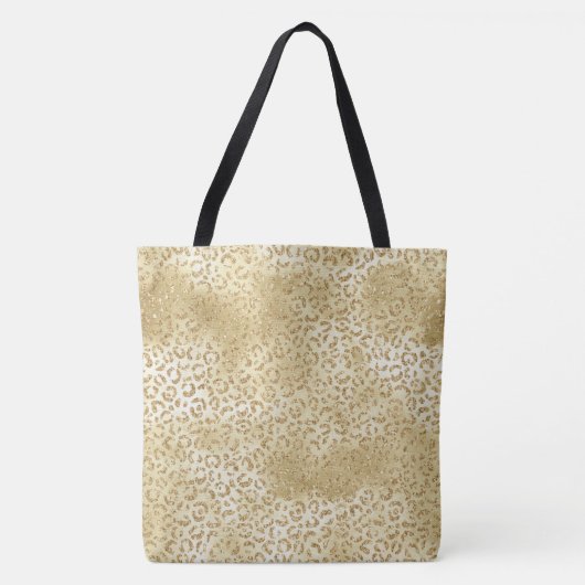 Gold Glam Glitzer Leopard Print Tasche (Vorderseite)