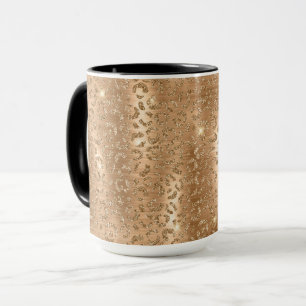 Gold Glam Glitzer Leopard Print Tasse